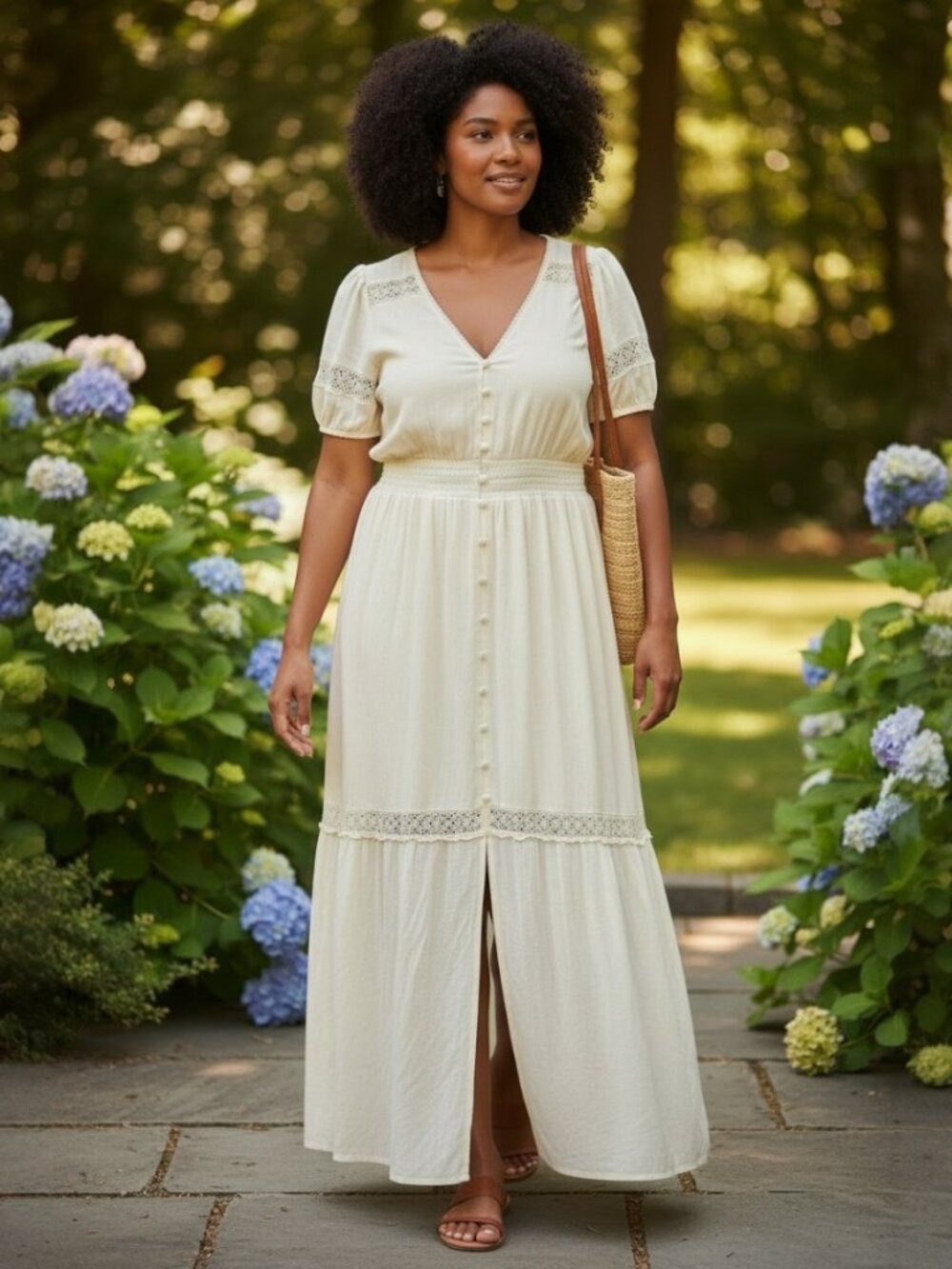 Wonderly Bohemian Chic Cream Tiered Maxi Dress Size 1X